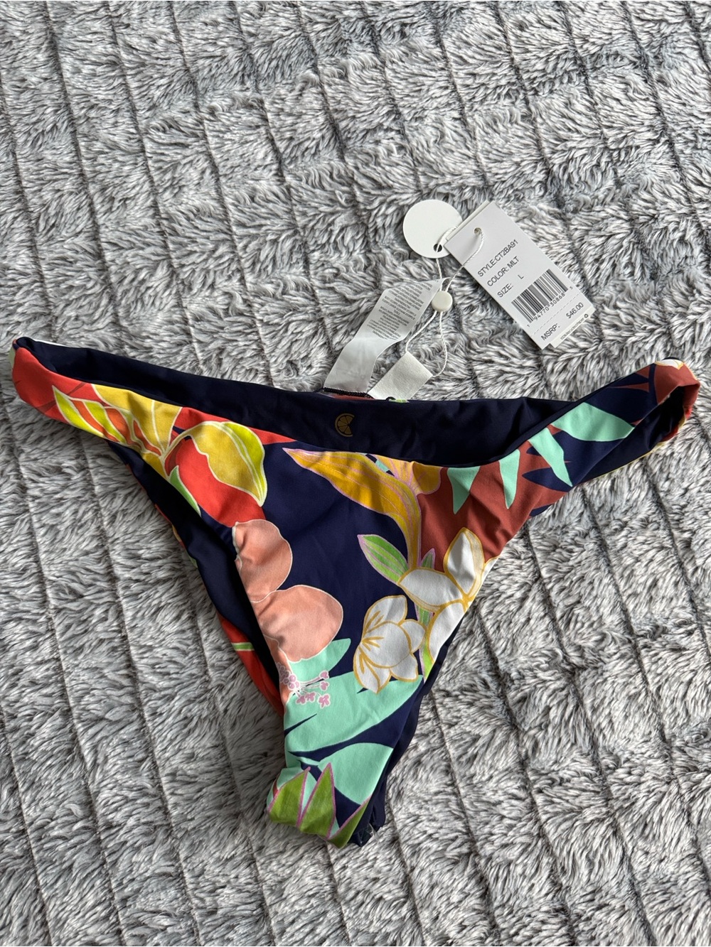 Citrus Reversible Bikini Bottom – Tropical Print (L)